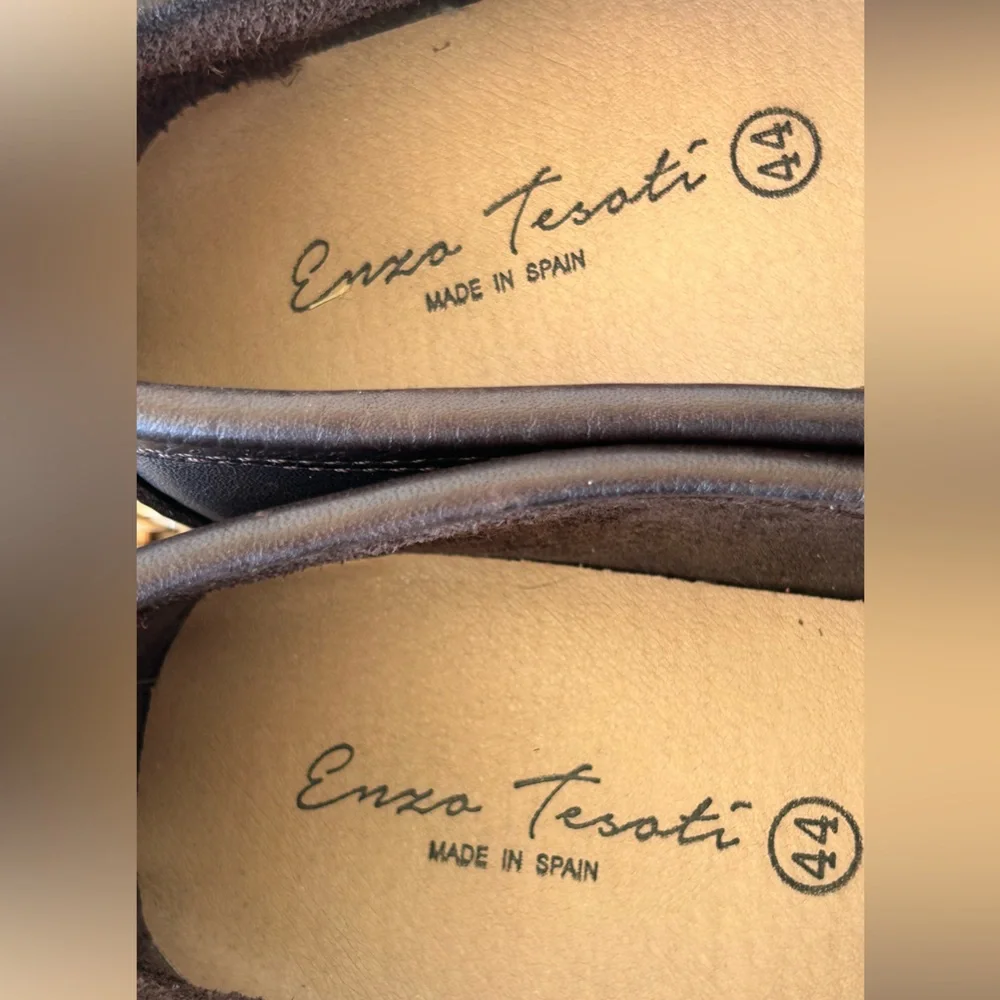Enzo Tesoti‎ Men’s Leather Driving Loafers Brown Size 44